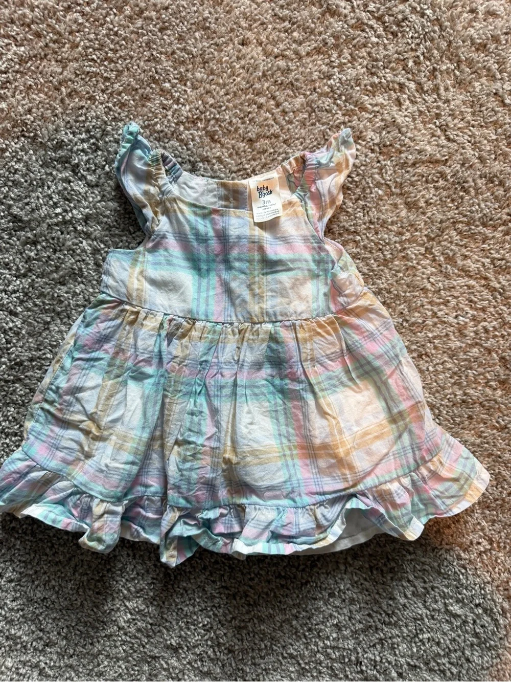 OshKosh B'gosh Pastel Plaid Ruffle Sundress - Pink, Blue, Yellow